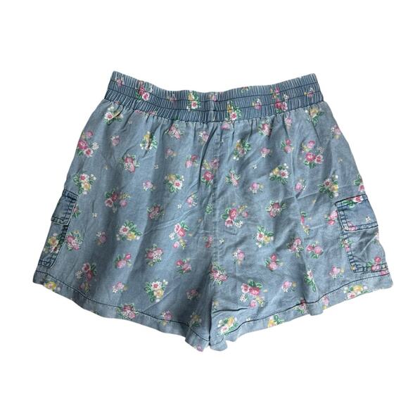 She and Sky Floral Chambray Shorts Blue Drawstring Waist‎ Women's Medium New - Picture 2 of 8